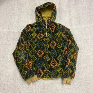 Vintage 1960s Hooded Jacket Women's Small Green 1960s Geometric Reversible Mod